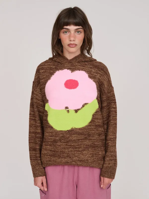 Pink Fuzz Flower Oversized Jumper sold by Lazy Oaf