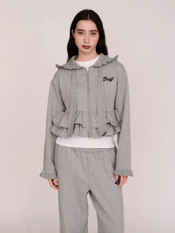 Frill Zip Through Hoodie sold by Lazy Oaf