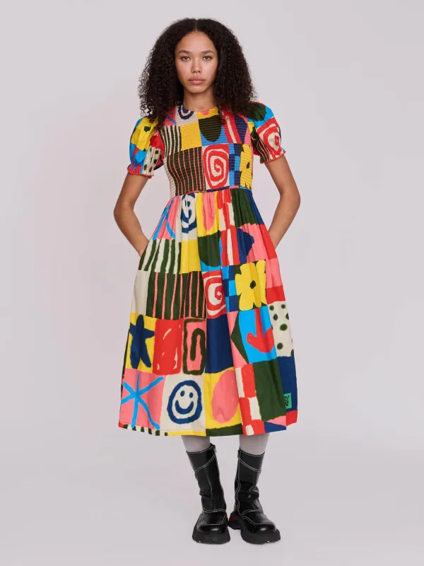 Abstract Shirred Dress sold by Lazy Oaf
