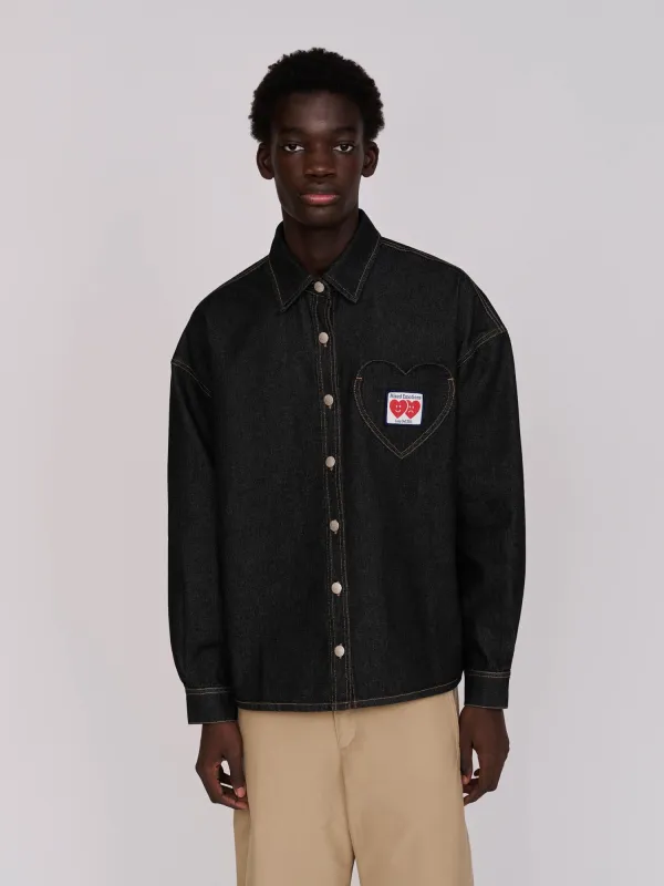 Heart Pocket Denim Shirt sold by Lazy Oaf