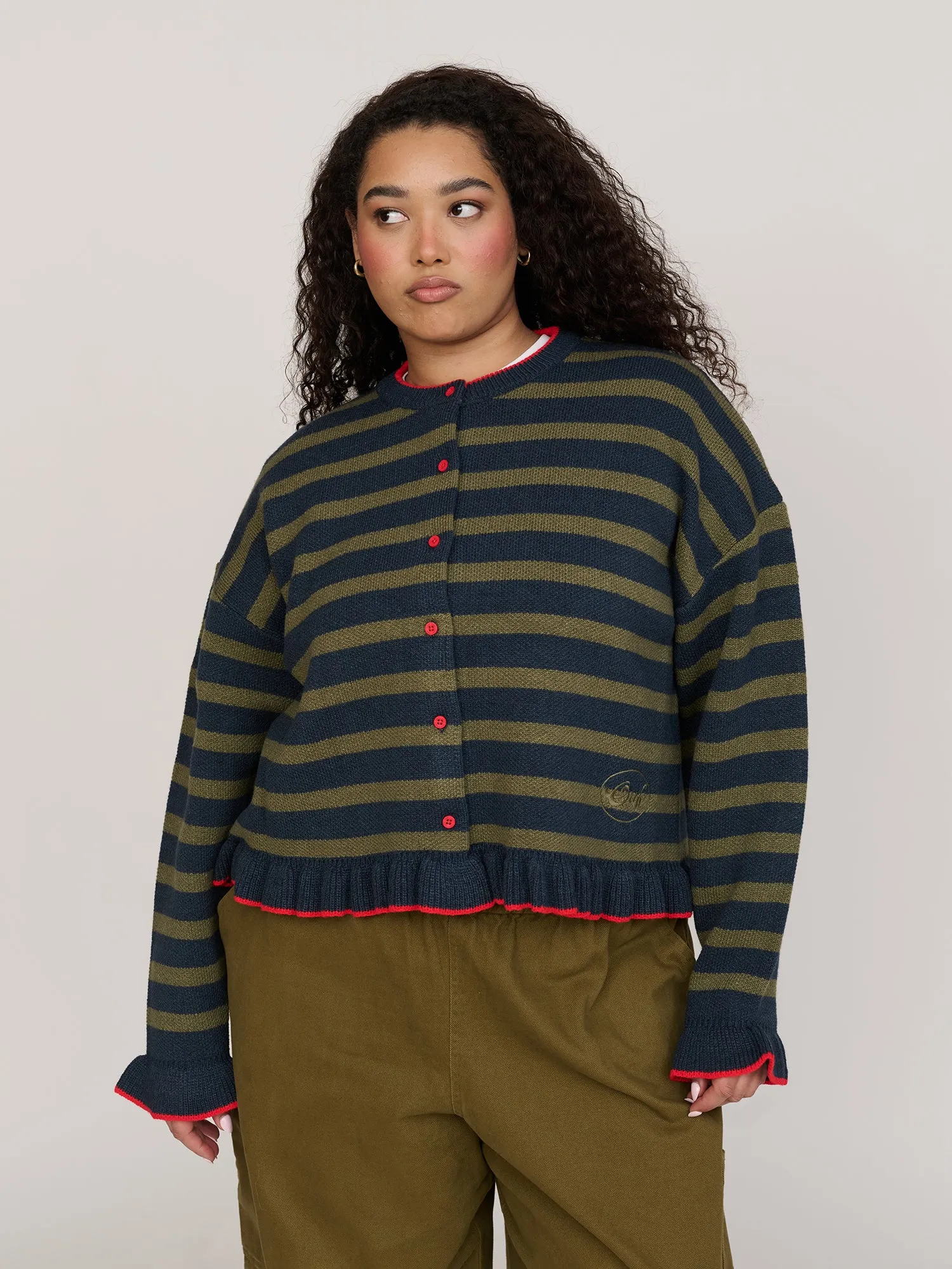 Sliced Stripe Cardigan sold by Lazy Oaf