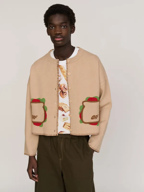 Sandwich Pocket Knitted Cardigan sold by Lazy Oaf