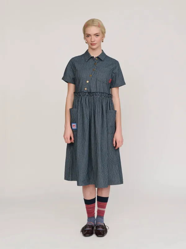 Wavy Pinstripe Midi Dress made by Lazy Oaf
