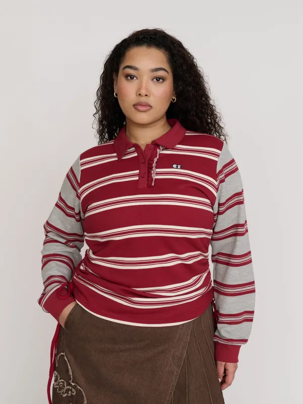 Stripe Rouched Rugby top made by Lazy Oaf