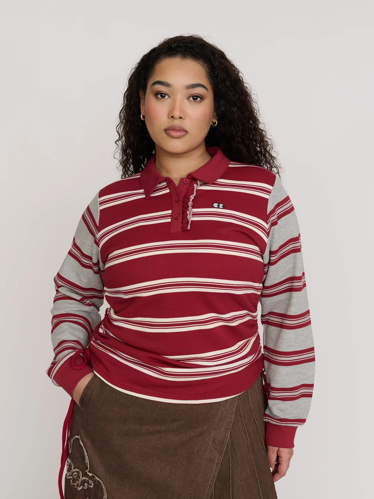 Stripe Rouched Rugby top sold by Lazy Oaf