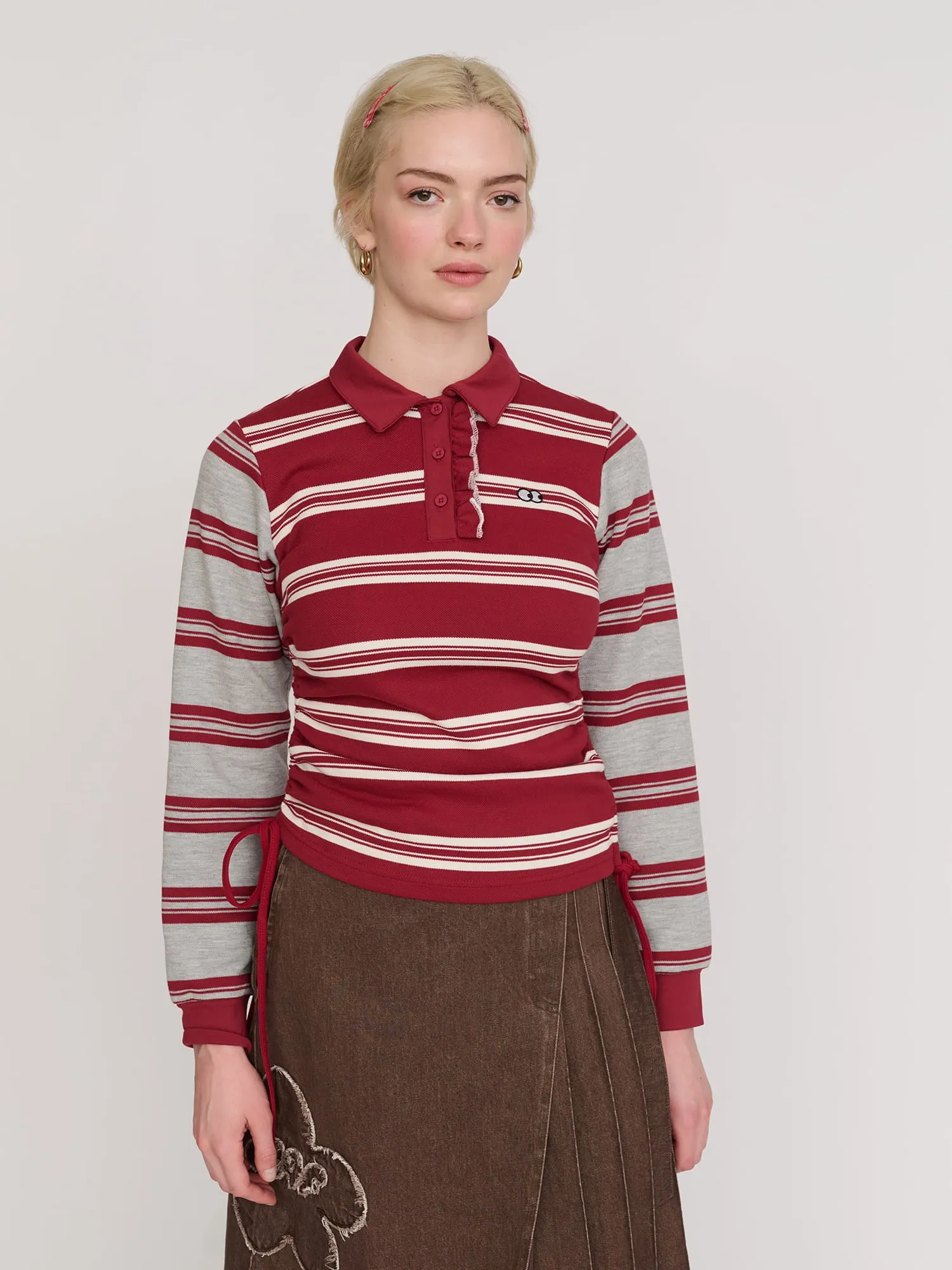 Stripe Rouched Rugby top sold by Lazy Oaf product image thumbnail 4