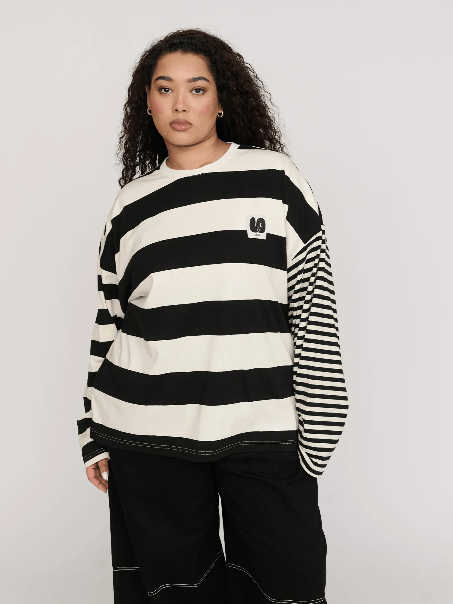 Happy Sad Stripe Long Sleeve T-shirt sold by Lazy Oaf product image thumbnail 3