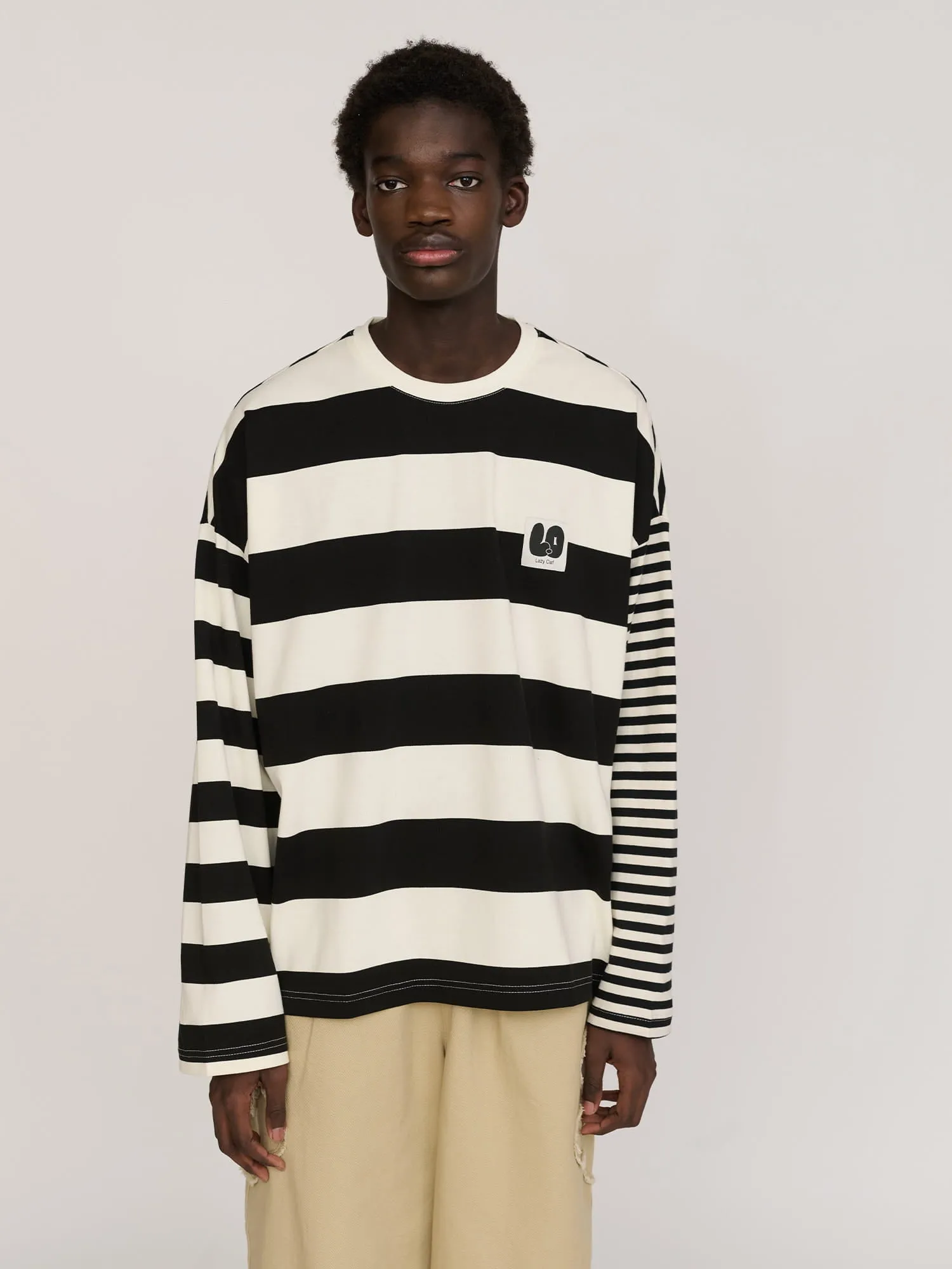 Happy Sad Stripe Long Sleeve T-shirt sold by Lazy Oaf