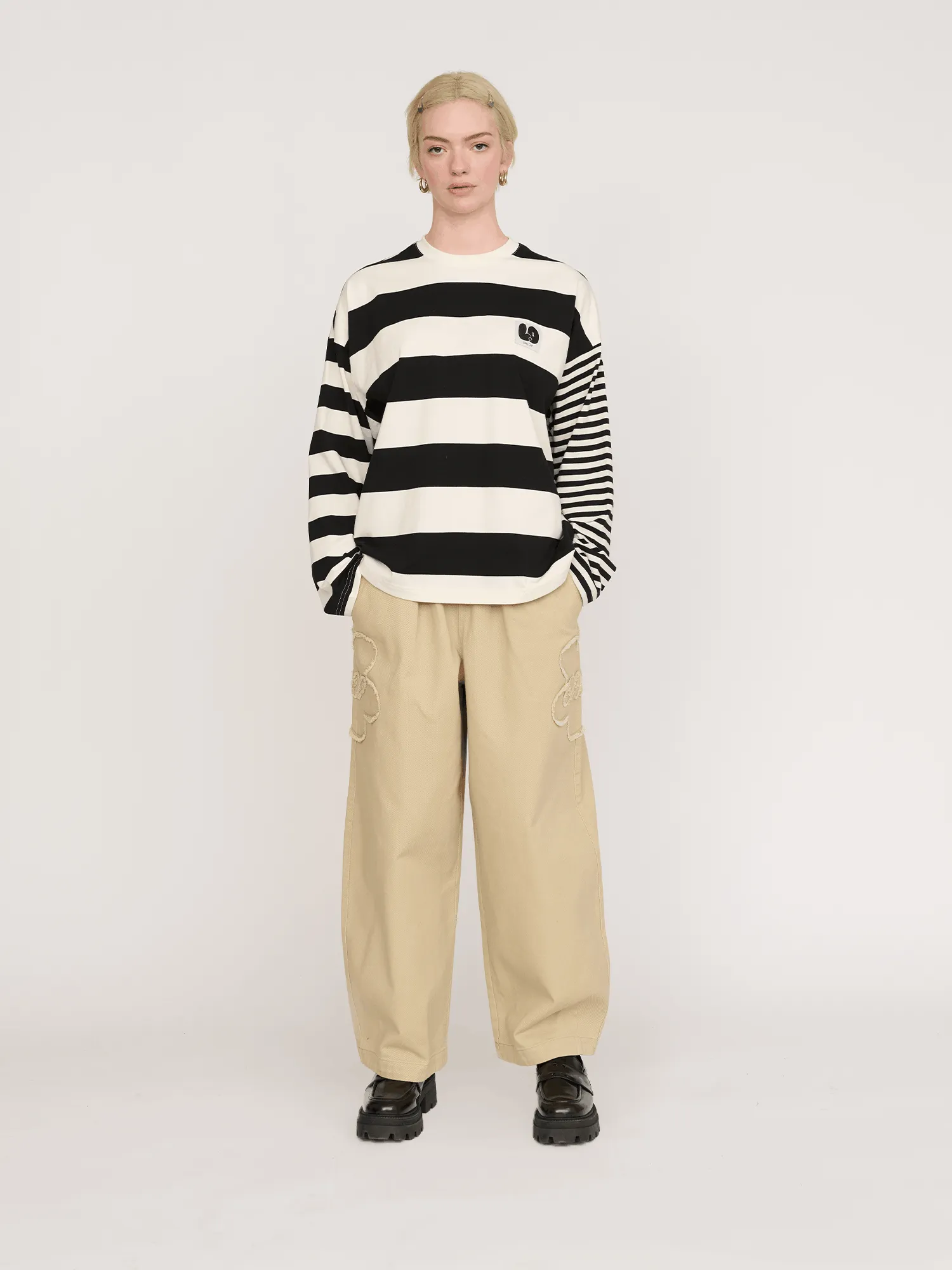 Happy Sad Stripe Long Sleeve T-shirt sold by Lazy Oaf product image thumbnail 2