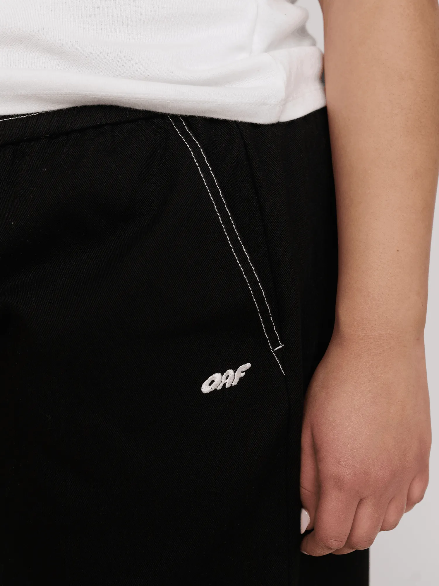 Bev Black Contrast Stitch Barrel Trousers sold by Lazy Oaf product image thumbnail 4