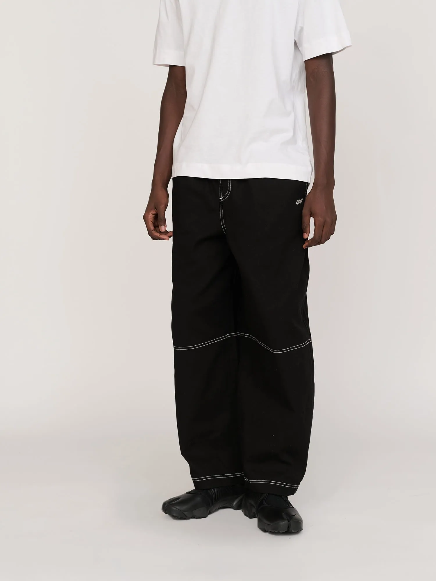 Bev Black Contrast Stitch Barrel Trousers sold by Lazy Oaf product image thumbnail 5