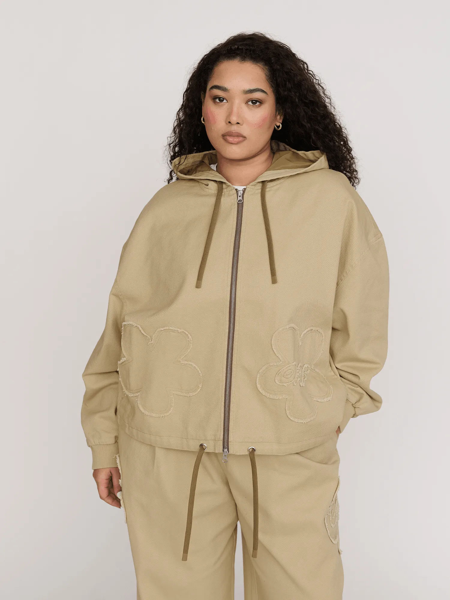 Big Flower Twill Zip Up Jacket sold by Lazy Oaf product image thumbnail 2