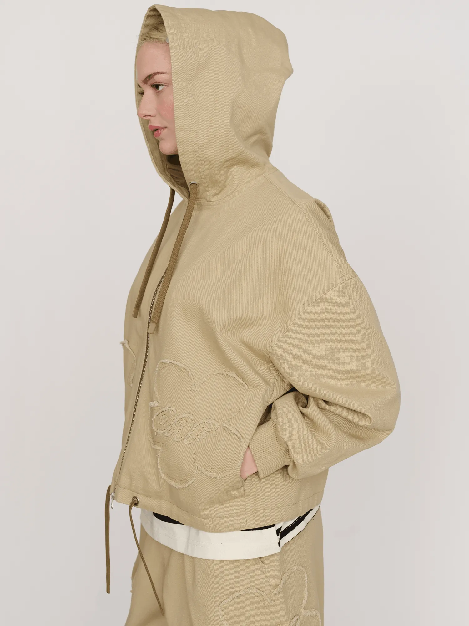 Big Flower Twill Zip Up Jacket sold by Lazy Oaf product image thumbnail 5