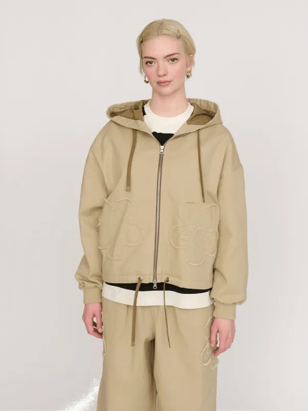 Big Flower Twill Zip Up Jacket made by Lazy Oaf