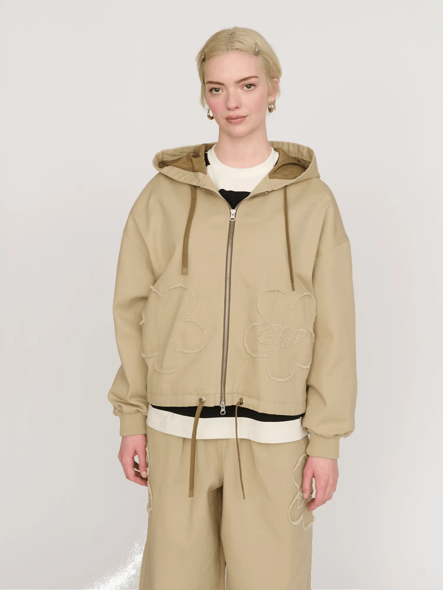 Big Flower Twill Zip Up Jacket sold by Lazy Oaf