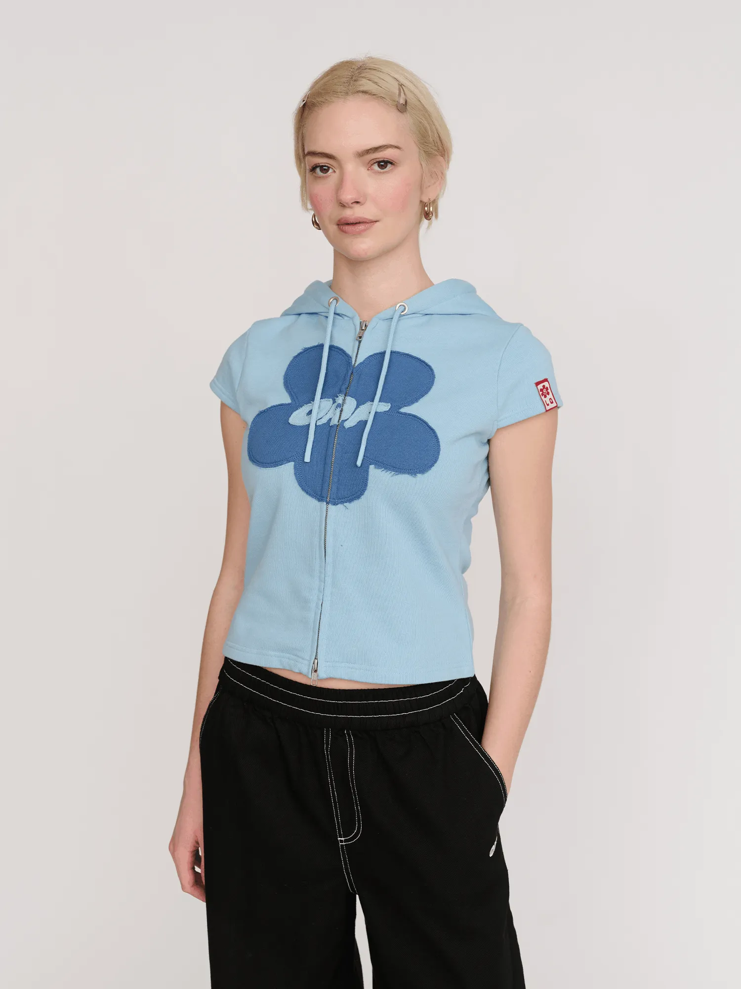 Hooded Flower Zip Through Top sold by Lazy Oaf product image thumbnail 2