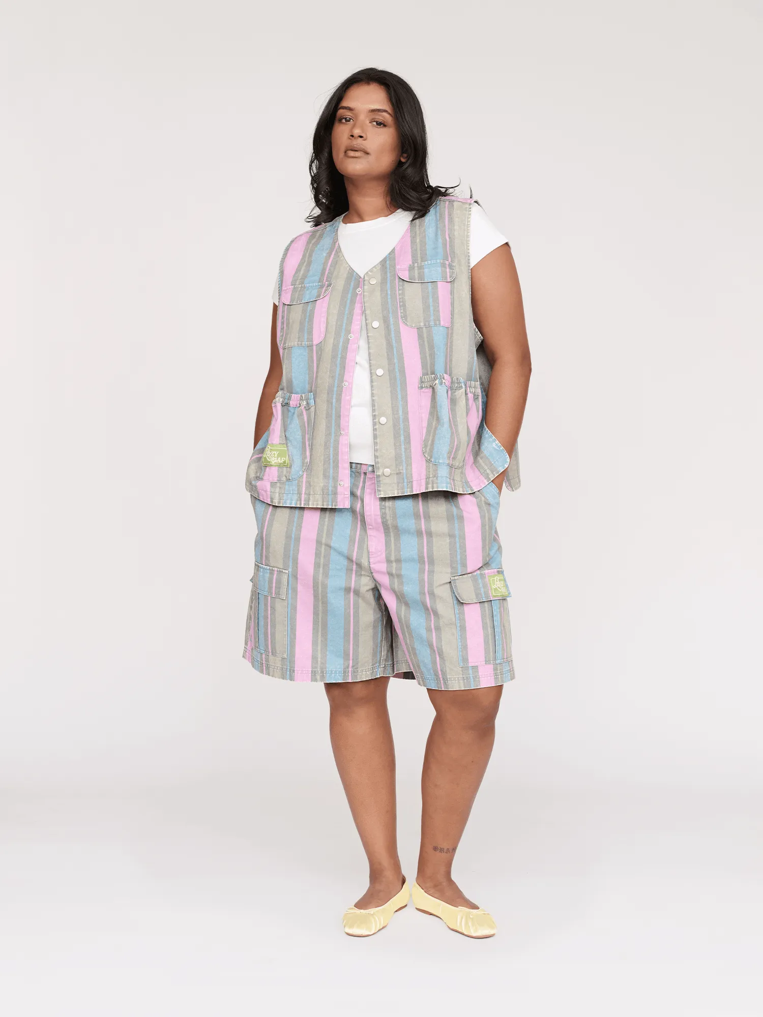 Camp Out Stripe Gilet sold by Lazy Oaf product image thumbnail 2