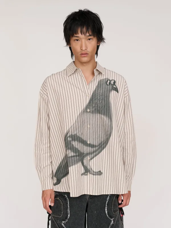 Pigeon Striped Long Sleeve Shirt made by Lazy Oaf