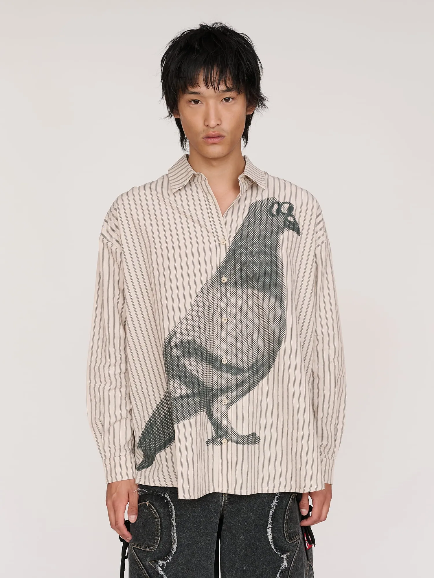 Pigeon Striped Long Sleeve Shirt sold by Lazy Oaf