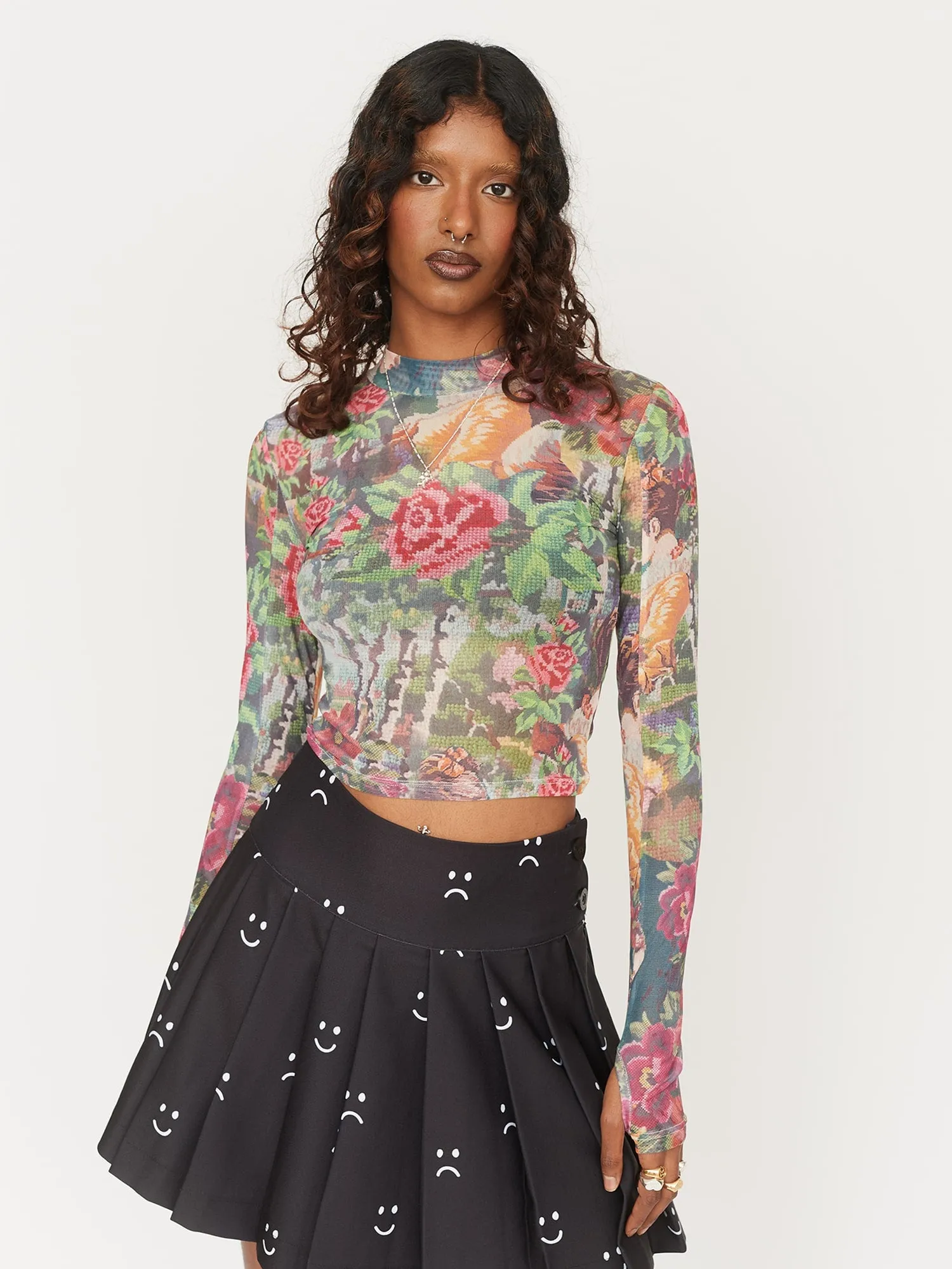 Tapestry Mesh Top sold by Lazy Oaf