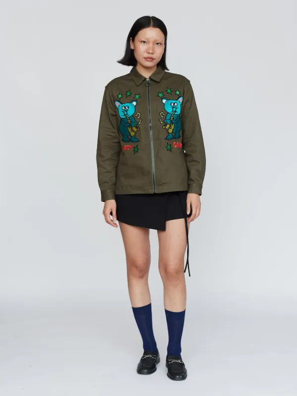 Saxy Bear Zip Through Shacket sold by Lazy Oaf