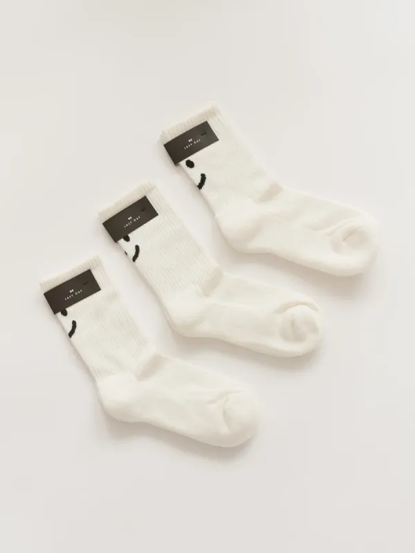 Happy Sad White Sock Multipack sold by Lazy Oaf