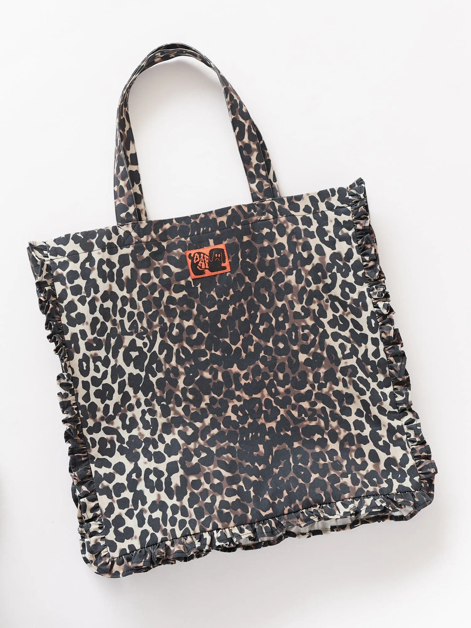 【Loulouseoul】24fw Love Leopard Tote Bag Leopard Tote Bag Printed Canvas Bag Genuine Leather Strap