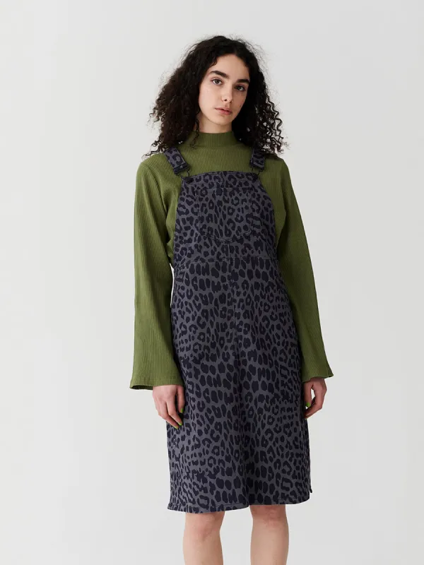 Lazy Oaf Grey Leopard Pinafore Dress sold by Lazy Oaf
