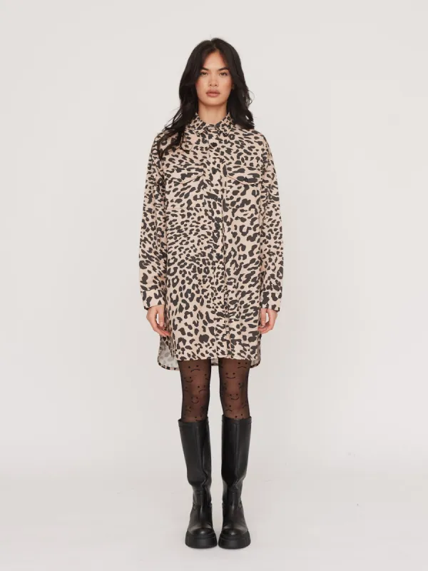 Lazy Leopard Shirt Dress sold by Lazy Oaf