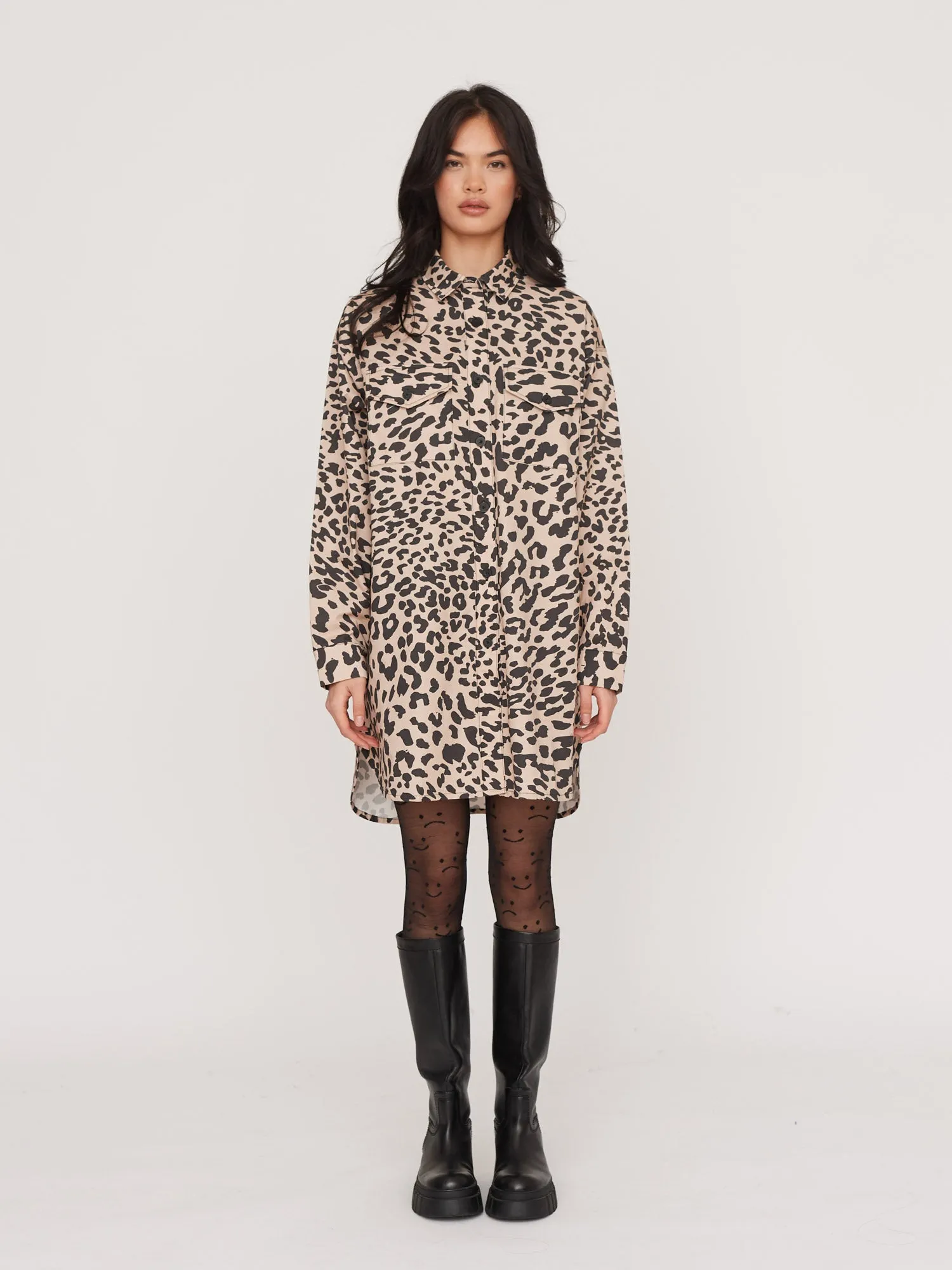 Lazy Leopard Shirt Dress sold by Lazy Oaf