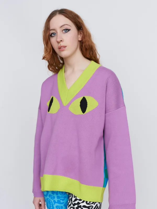 Watching You Knitted Jumper sold by Lazy Oaf