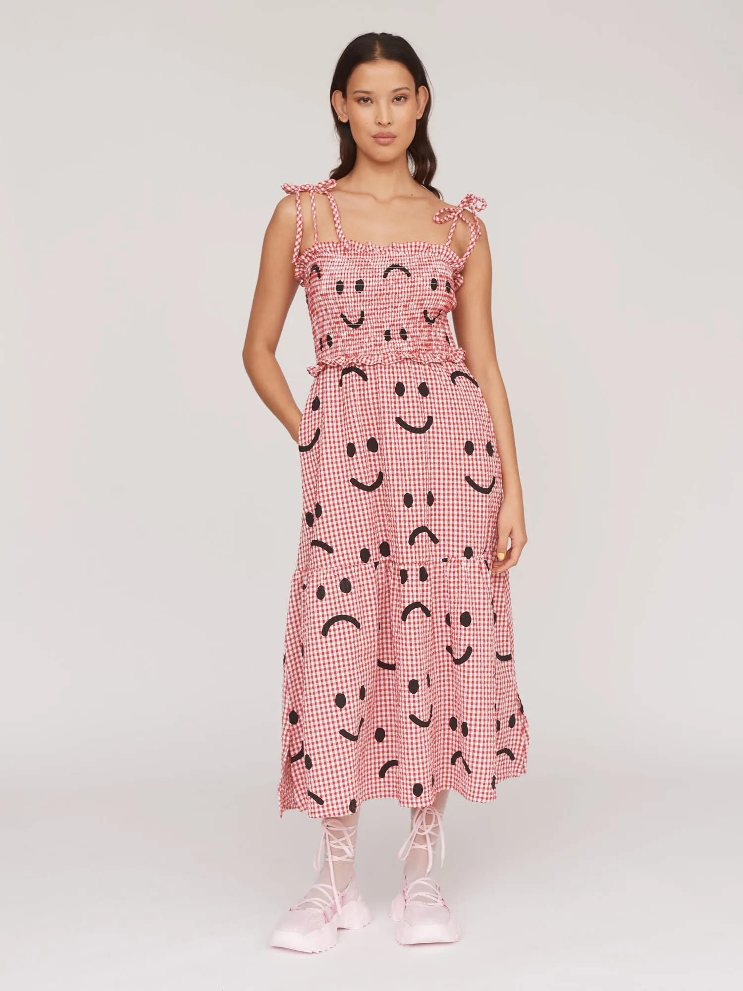 Textured Gingham Happy Sad Dress sold by Lazy Oaf product image thumbnail 5