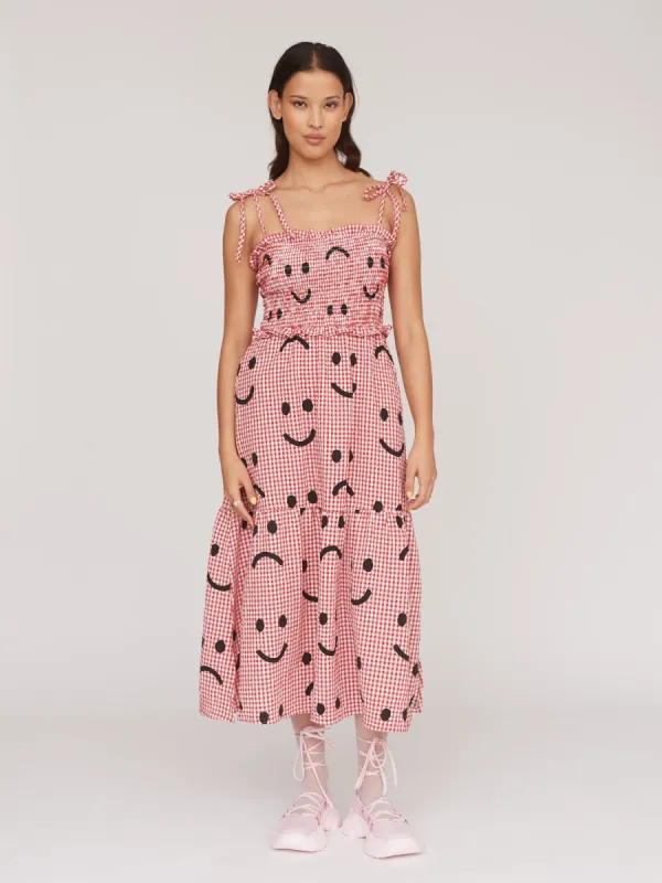 Textured Gingham Happy Sad Dress sold by Lazy Oaf