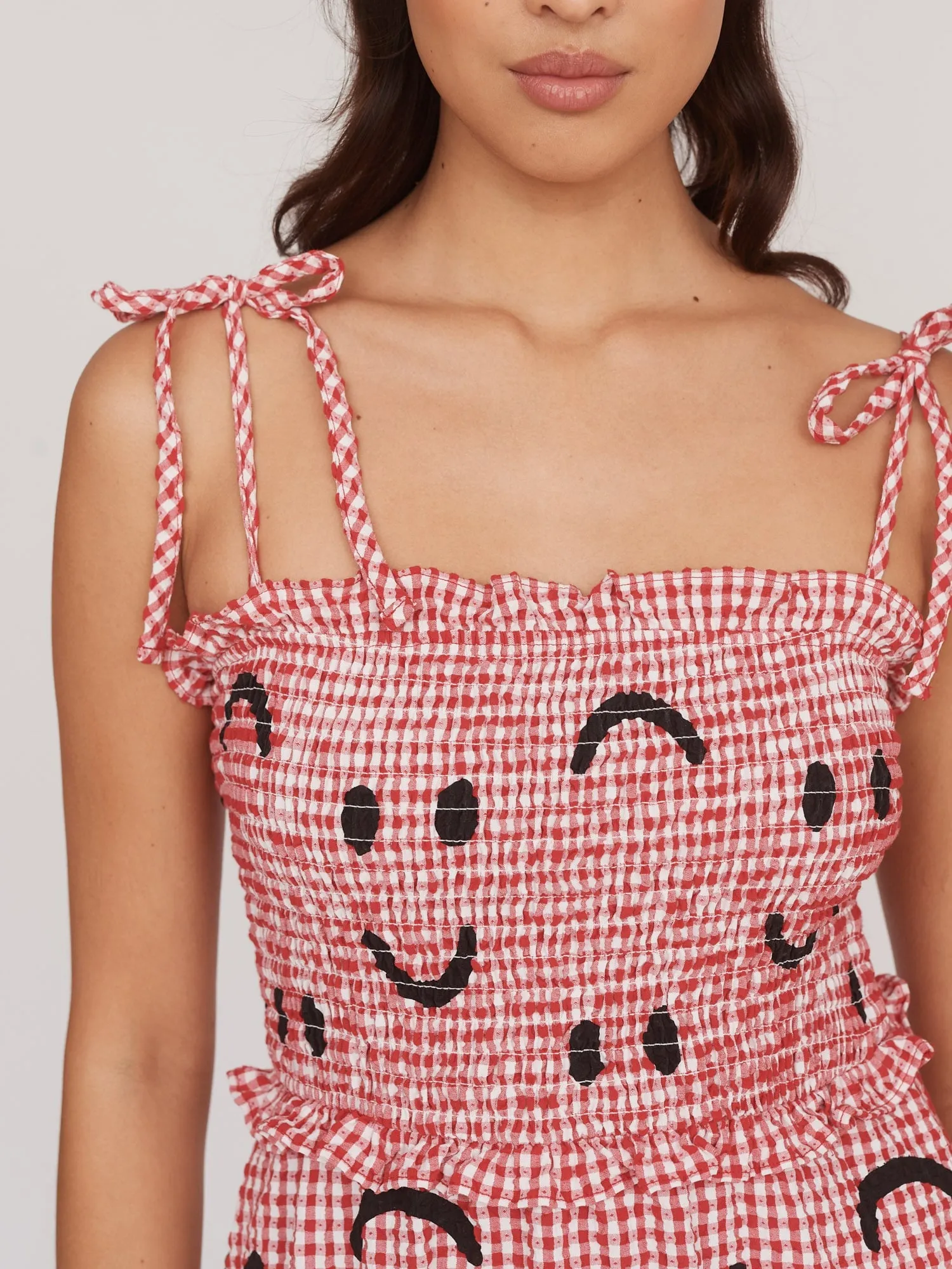 Textured Gingham Happy Sad Dress sold by Lazy Oaf product image thumbnail 2