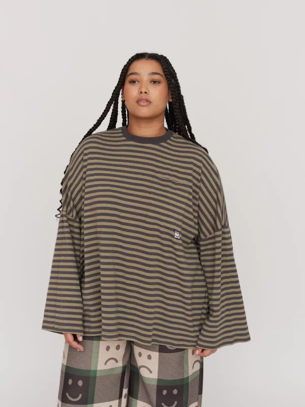 Striped Long Sleeve T-shirt sold by Lazy Oaf