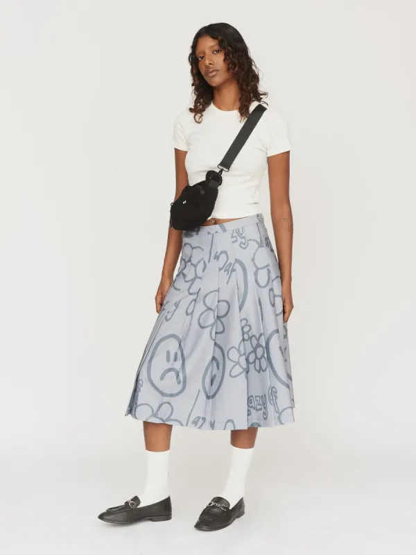 Happy Sad Pleated Split Skirt sold by Lazy Oaf