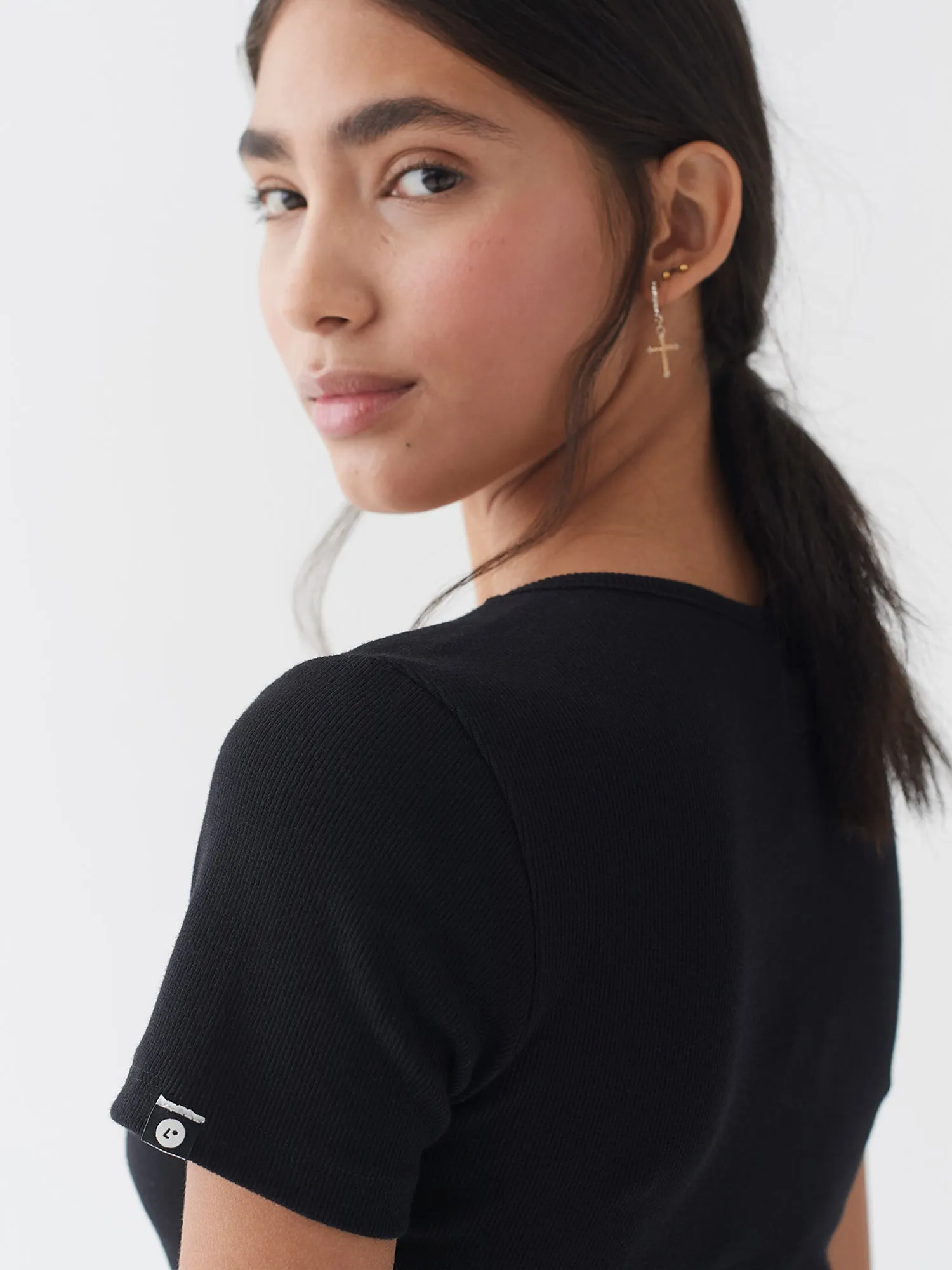 LO Scoop Neck Tee - Black sold by Lazy Oaf product image thumbnail 4