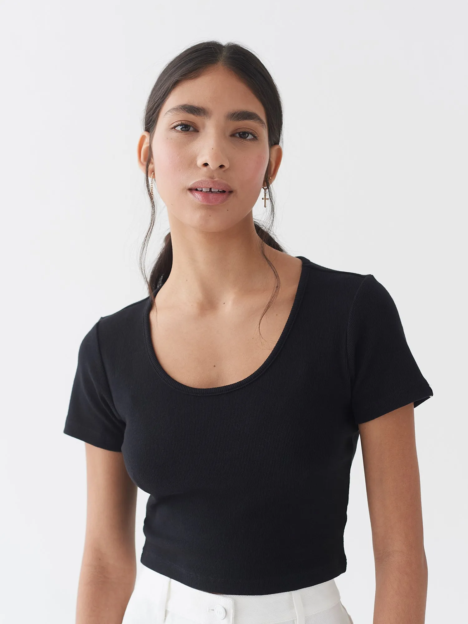 LO Scoop Neck Tee - Black sold by Lazy Oaf