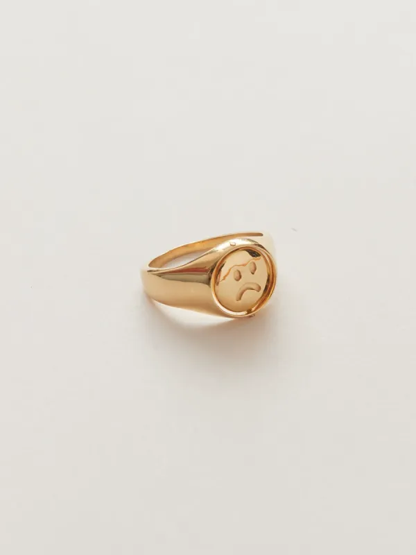 LO x Good Daze Spinner Happy Sad Ring Gold sold by Lazy Oaf