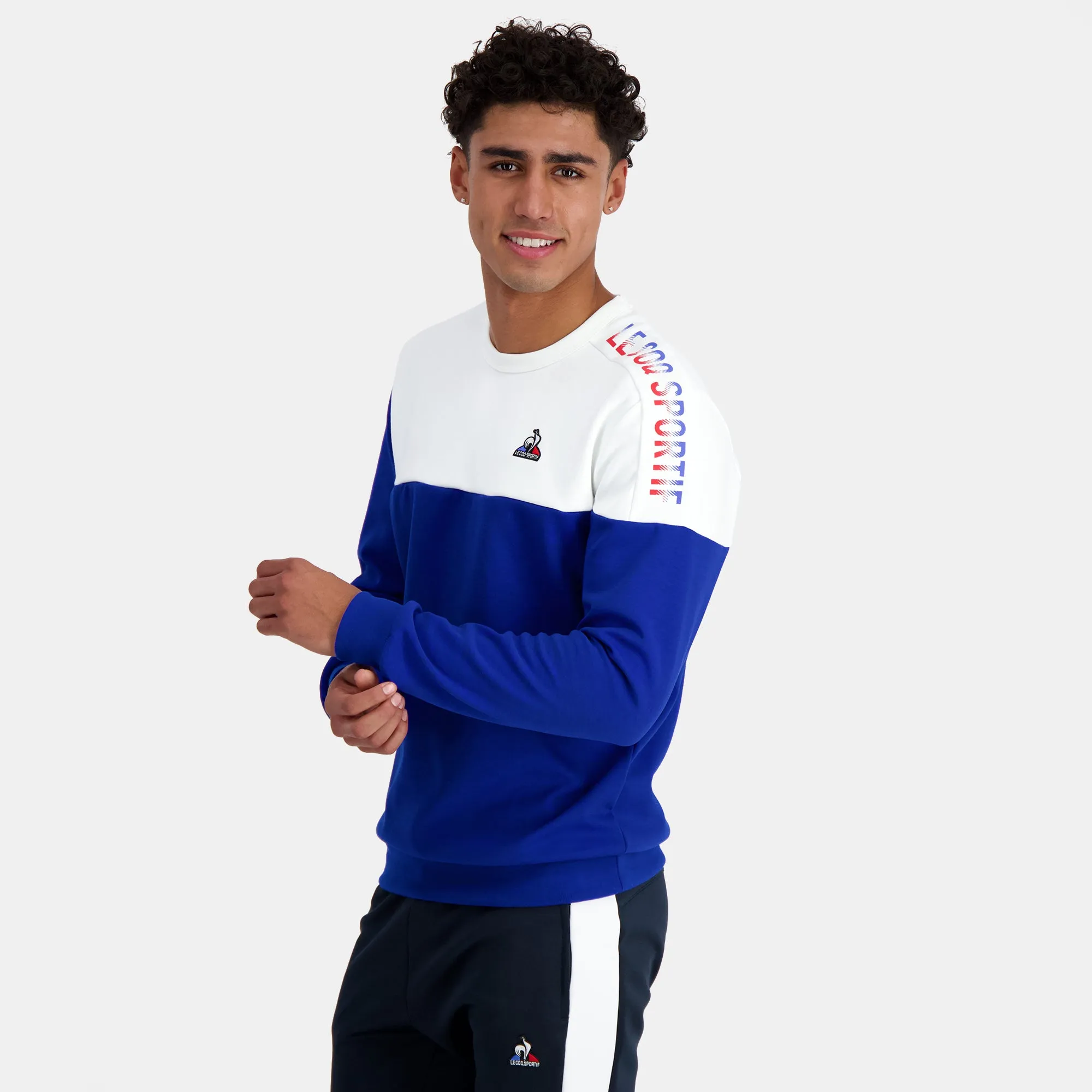 2410206-TRI Crew Sweat N°1 M new optical white/b | Sweat col rond Unisexe sold by Le Coq Sportif