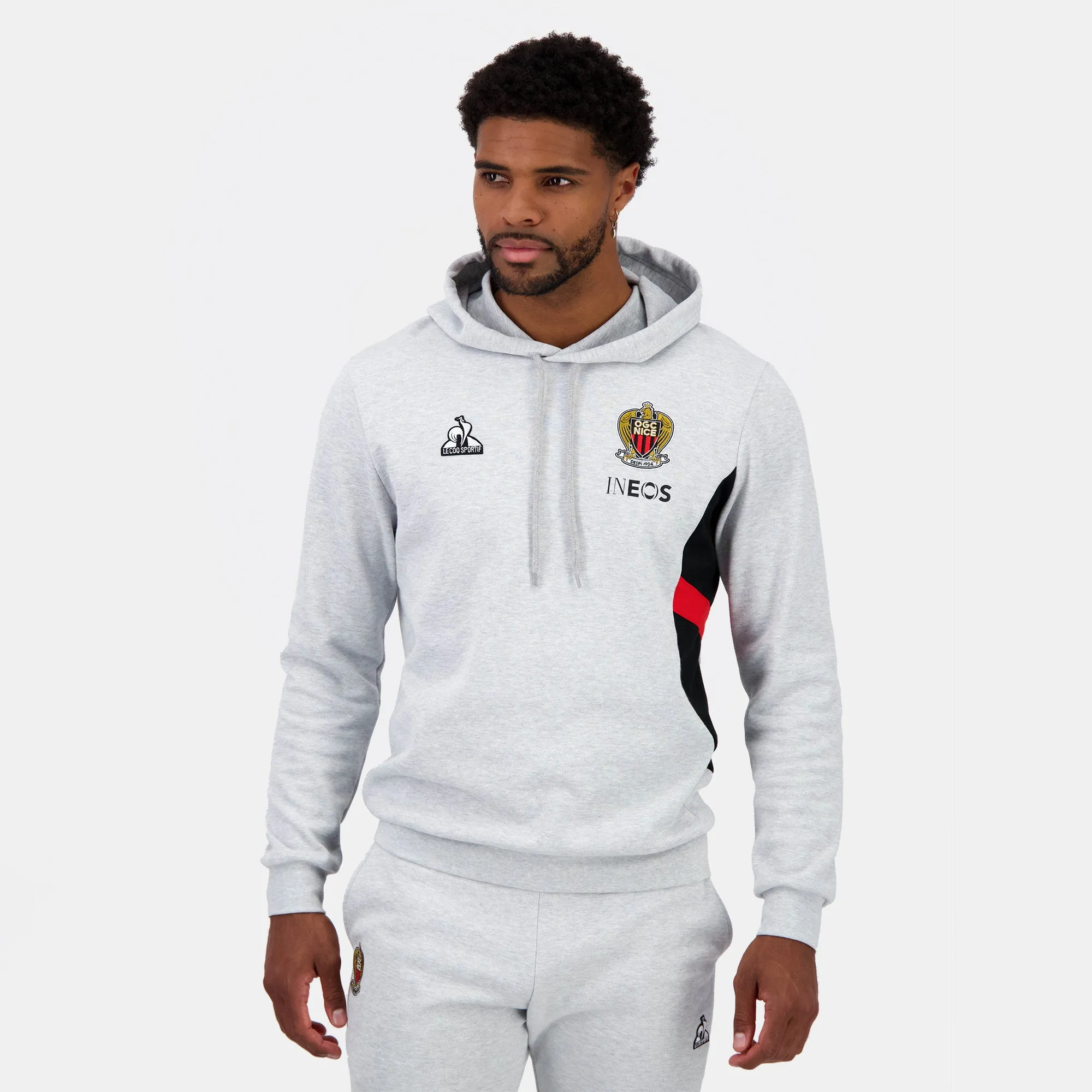 2421915-OGC NICE PRESENTATION Hoody N°2 M gris c | Sweat à capuche Unisexe sold by Le Coq Sportif
