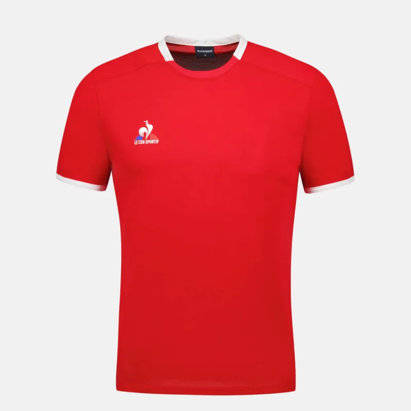 2320139-TENNIS Tee SS N°5 M pur rouge/new optica | T-shirt Homme sold by Le Coq Sportif