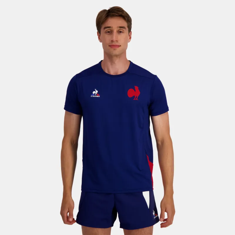 2320098-FFR TRAINING COMM Tee SS M bleu FR inten | T-shirt Homme sold by Le Coq Sportif