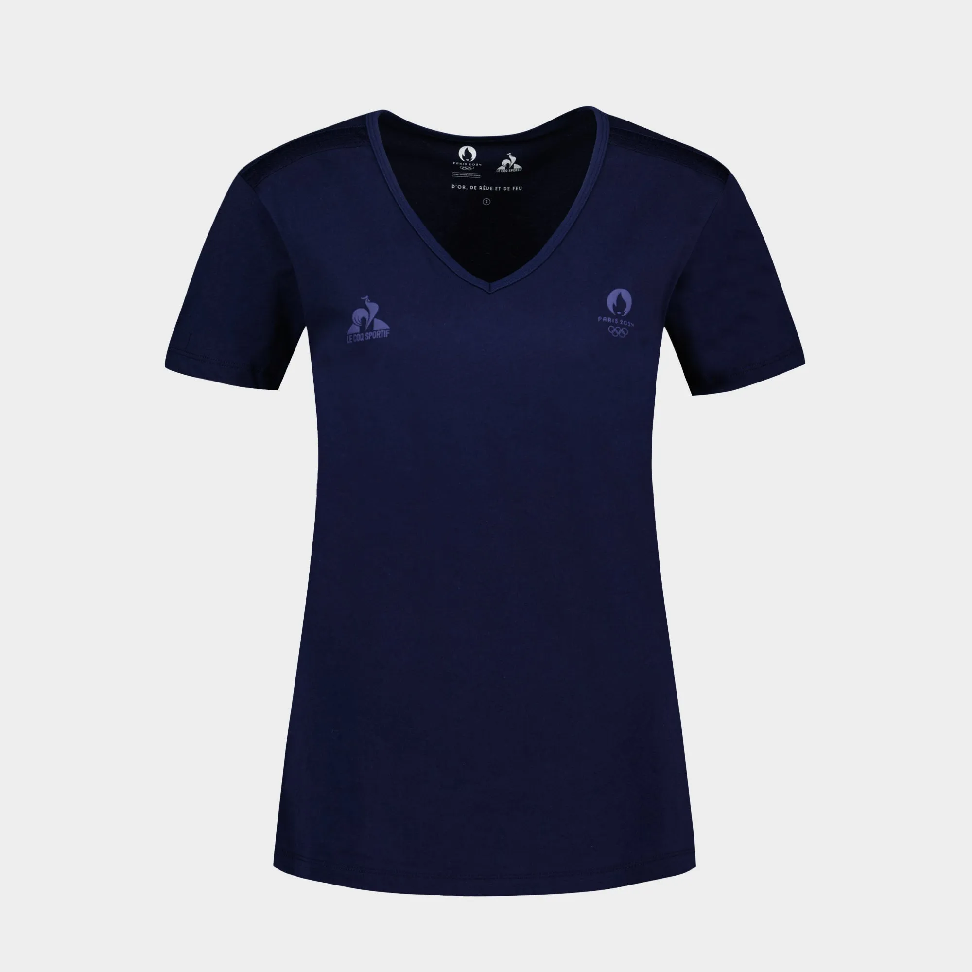 2410577-ESS P24 Tee SS Col V N°1 W bleu nuit | T-shirt Femme sold by Le Coq Sportif product image thumbnail 2