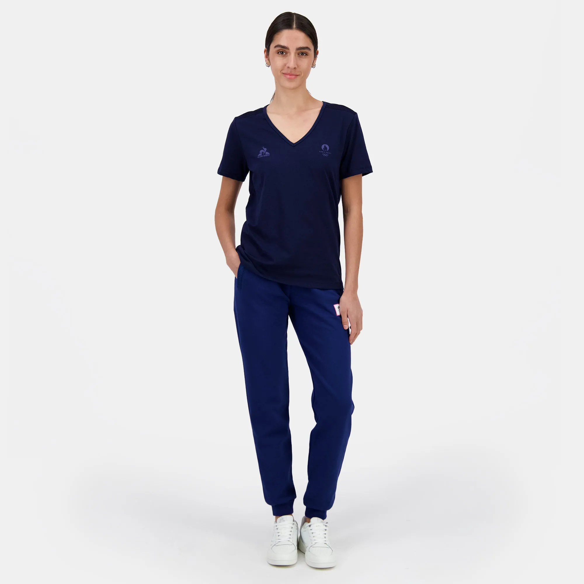 2410577-ESS P24 Tee SS Col V N°1 W bleu nuit | T-shirt Femme sold by Le Coq Sportif product image thumbnail 5