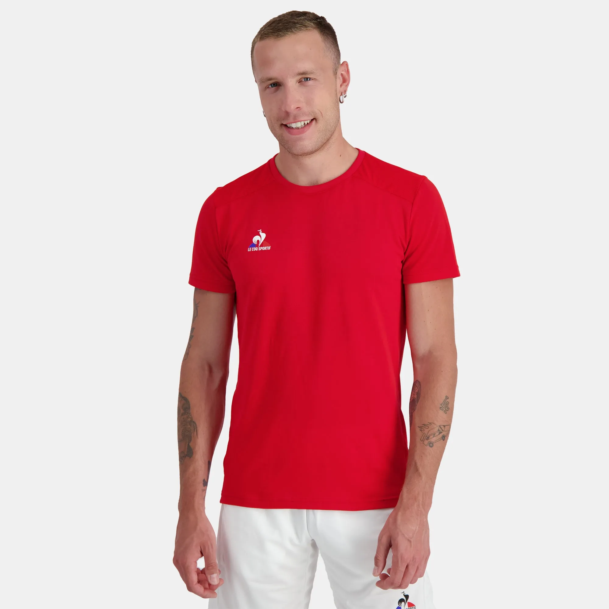 2320136-TENNIS Tee SS N°4 M pur rouge | T-shirt Homme sold by Le Coq Sportif