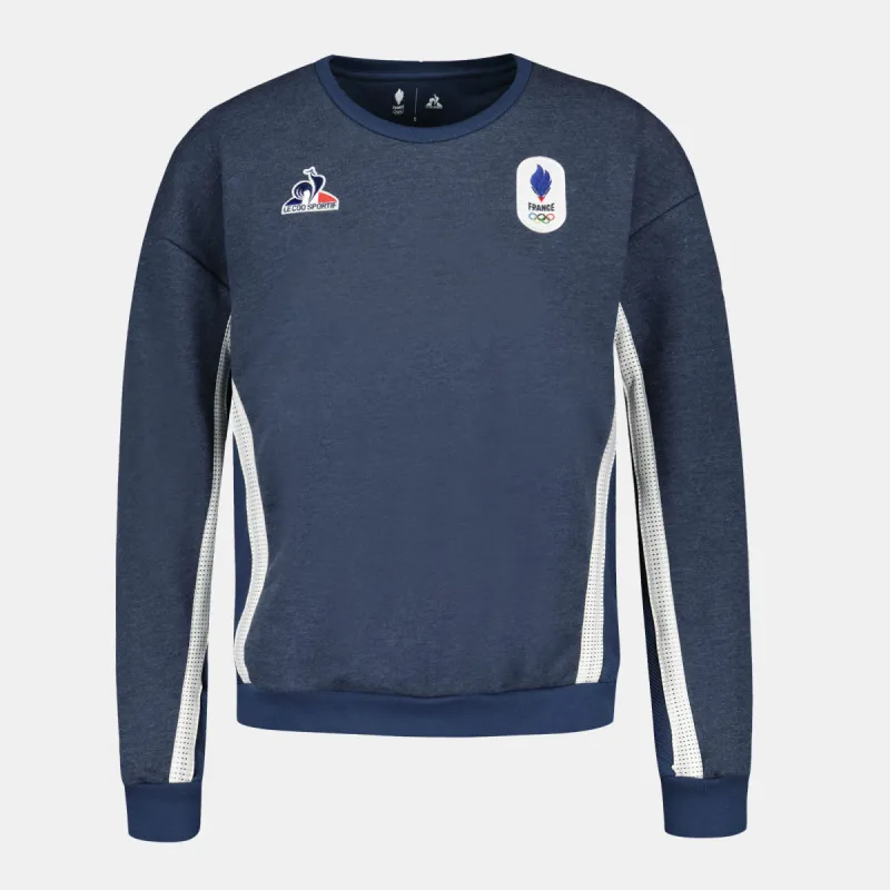 2421356-EFRO 24 Crew Sweat DOT W insignia blue | Sweat officiel des athlètes Équipe de France Femme made by Le Coq Sportif