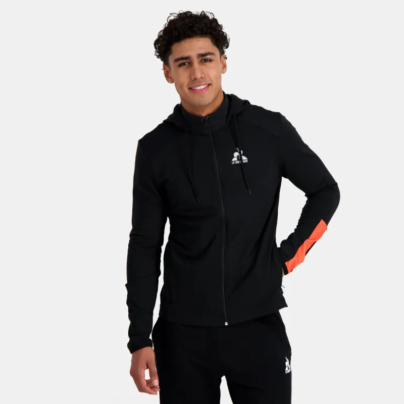 2410229-TRAINING SP FZ Hoody N°2 M black/orange | Sweat zippé à capuche Homme made by Le Coq Sportif