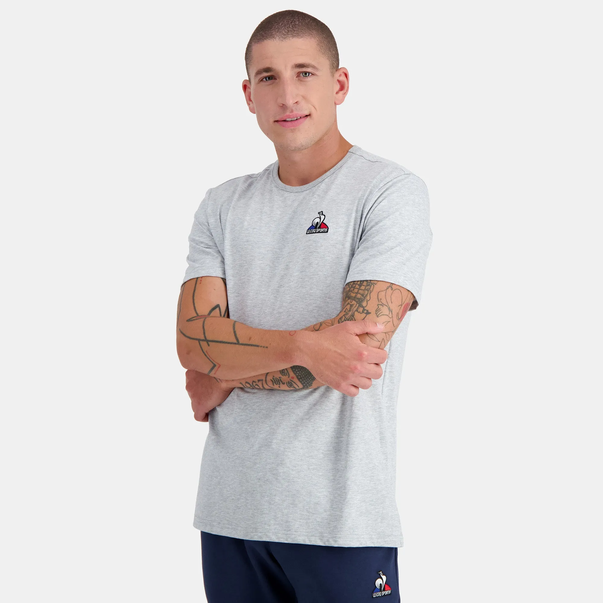2310547-ESS Tee SS N°4 M gris chiné clair | T-shirt Homme sold by Le Coq Sportif