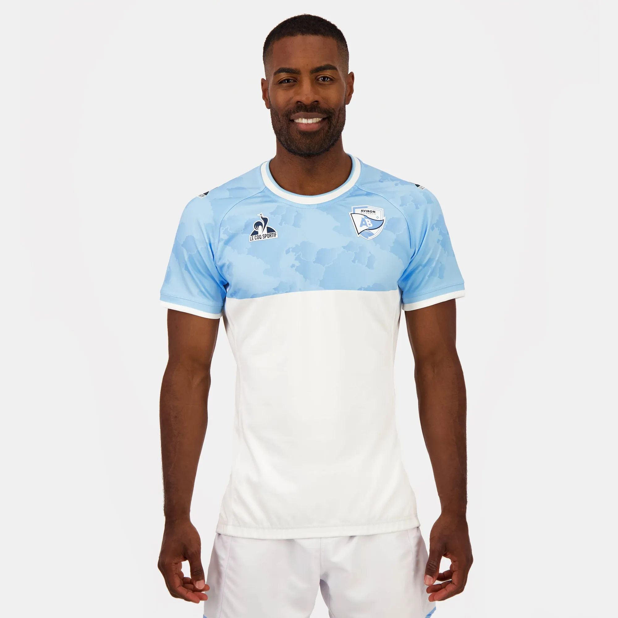 2421941-AB PRO Maillot SS M fly blue/new optical | Maillot pro Home officiel Aviron Bayonnais sold by Le Coq Sportif